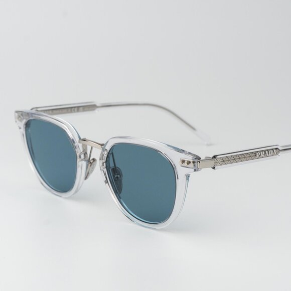 Prada Men Sunglasses Crystal Green Polarized Oval PR17YS 2AZ04D BRAND NEW - Picture 6 of 13